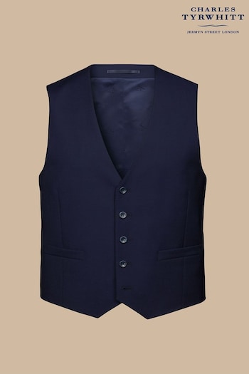 Charles Tyrwhitt Blue Adjustable Fit Italian Luxury Waistcoat (E07563) | £110