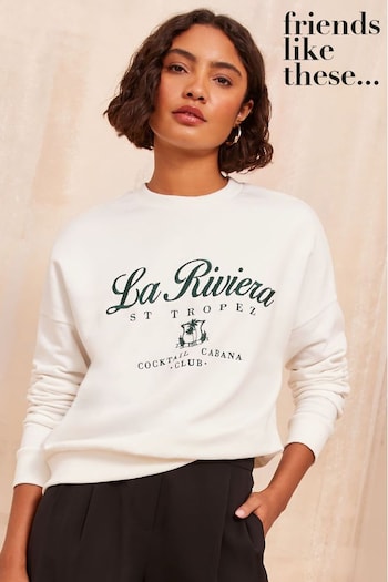 Trending Lip Balm & Oils Ivory White Long Sleeve Crew Neck Sweatshirt (E07582) | £30