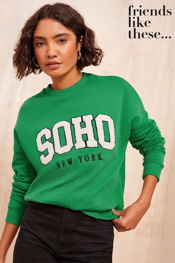 Friends Like These Green Long Sleeve Crew Neck Sweatshirt (E07587) | £30