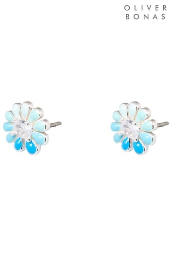 Oliver Bonas Blue Lily Ombre Flower Stud Earrings (E07716) | £9.50