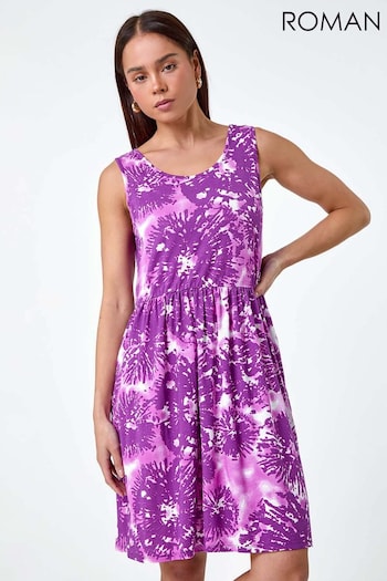 Roman Purple Tie Dye Pocket Dress (E07743) | £38