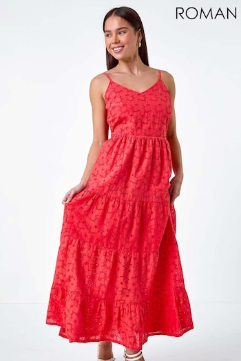 Roman Pink Tie Detail Broderie Dress (E07751) | £55
