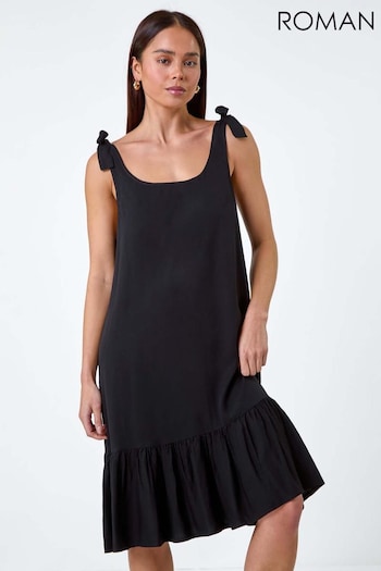 Roman Black Bow Detail Frilled Dress (E07753) | £38