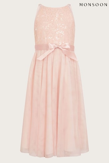 Monsoon Pink Lacey Sequin Truth Dress (E07756) | £46 - £50