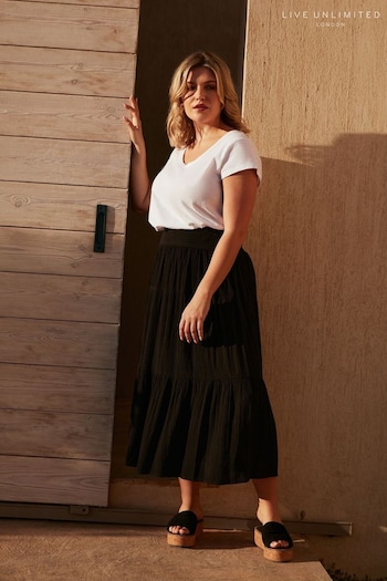 Live Unlimited Curve Crinkle Tiered Black Skirt (E07815) | £55