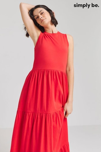 Simply Be Red Tiered Maxi Dress (E07903) | £24