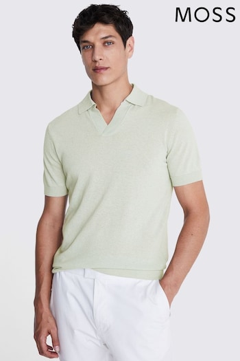 MOSS Linen Blend Skipper Polo Shirt (E07920) | £50