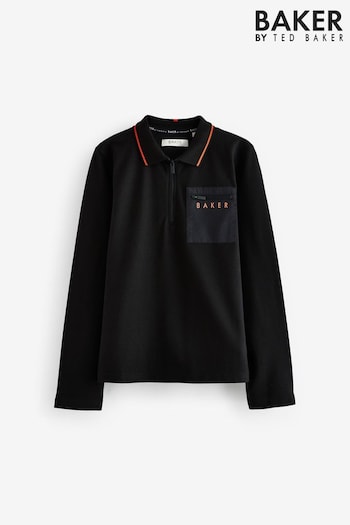 Baker by Ted Baker Long Sleeve Black Polo Shirt (E07930) | £26 - £30