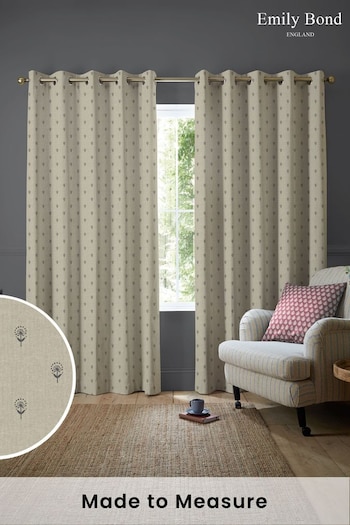 Emily Bond Charcoal Grey Wild Thyme Made to Measure Curtains (E07969) | £100