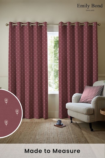 Emily Bond Burgundy Red Wild Thyme Made to Measure Curtains (E07982) | £100
