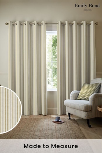 Emily Bond Gold Natural Cornish Stripe Made to Measure Curtains (E07983) | £100