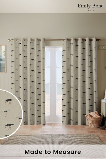 Emily Bond Charcoal Grey Oyster Catcher Made to Measure Curtains (E07986) | £100