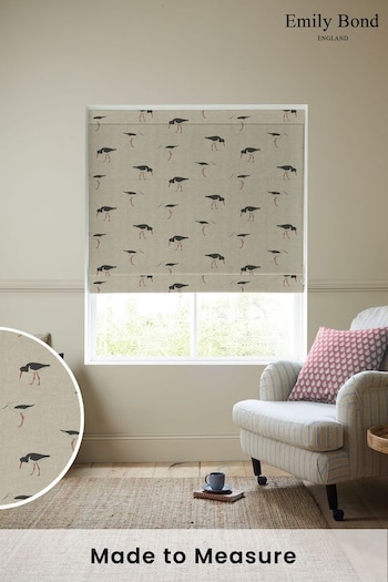 Emily Bond Charcoal Grey Oyster Catcher Made to Measure Roman Blind (E07997) | £84