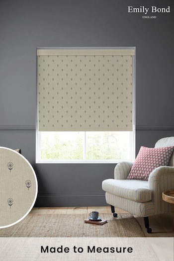 Emily Bond Charcoal Grey Wild Thyme Made to Measure Roller Blind (E08023) | £58