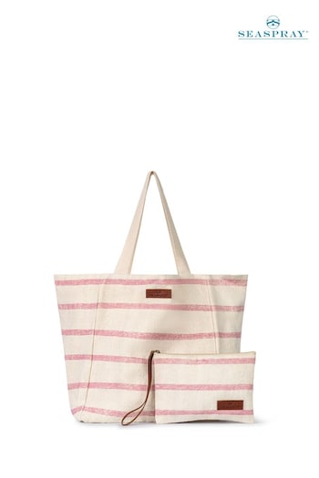 SeaBRW Pink Stripe Beach Bag And Purse Set (E08045) | £50