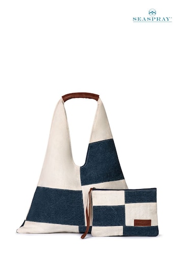Seaenjoy Navy Blue Patchwork Beach Bag And Purse Set (E08047) | £50
