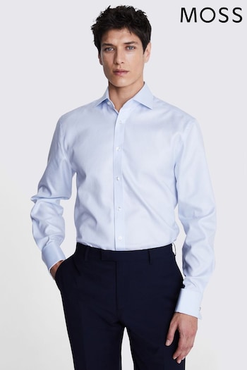 MOSS Regular Fit Light Blue Twill Shirt (E08114) | £50