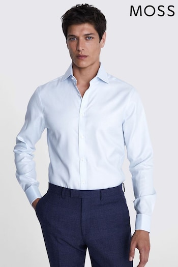 MOSS Slim Fit Light Blue Twill Shirt (E08116) | £50