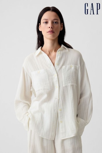 Gap White Crinkle Gauze Big Shirt (E08160) | £35