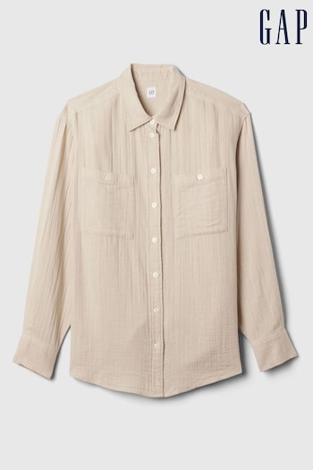 Gap Neutral Crinkle Gauze Big Shirt (E08161) | £35