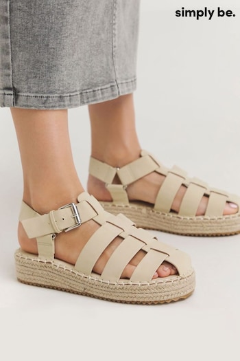 Simply Be Wide Fit Natural Fisherman Upper Espadrilles Wedges (E08174) | £29