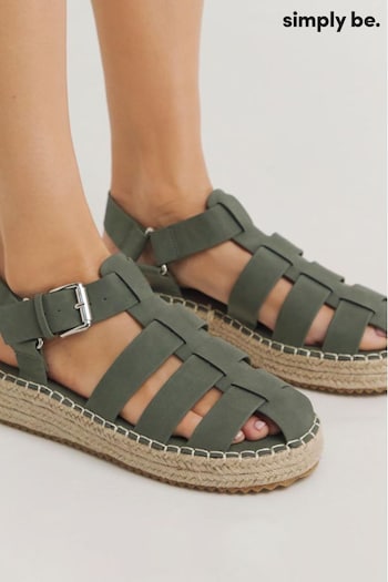Simply Be Green Wide Fit Fisherman Upper Espadrilles Wedges (E08180) | £29