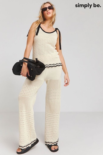 Simply Be Cream Crochet Tie Shoudler Cami (E08226) | £25