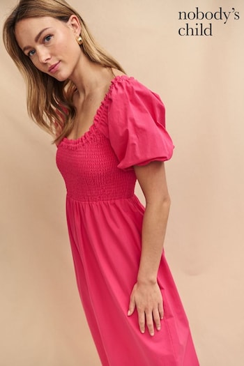 Nobodys Child Pink Beau Midi Plain Dress (E08291) | £75