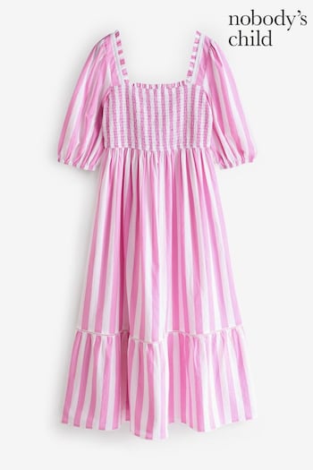 Nobodys Child Pink Elsa Stripe Midi occasion Dress (E08299) | £85