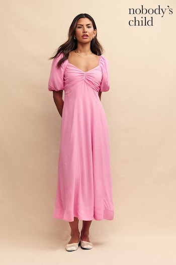 Nobodys Child Pink Peony Chiffon Plain Midaxi Dress (E08304) | £130