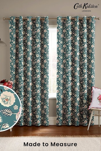 Cath Kidston Teal Green Strawberry Gardens Made to Measure Curtains (E08380) | £82