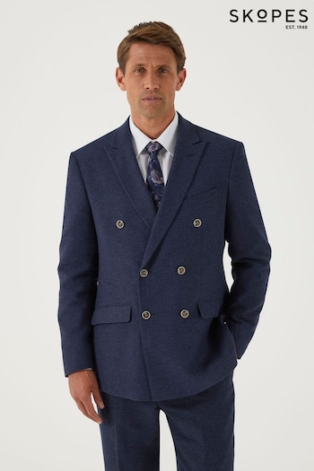 Skopes Tailored Fit Blue Herringbone Double Breasted Suit: Jacket (E08398) | £135