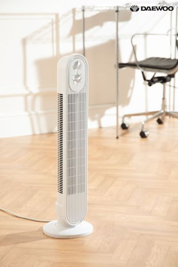 Daewoo White 30 inch Tower Fan (E08686) | £20