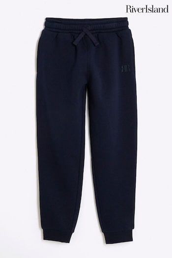 River Island Blue Boys Regular Fit 100% Cotton Joggers (E08729) | £14