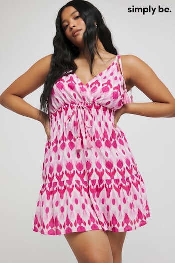 Simply Be Pink Cheese Cloth Wrap Front Beach Dress (E08751) | £26