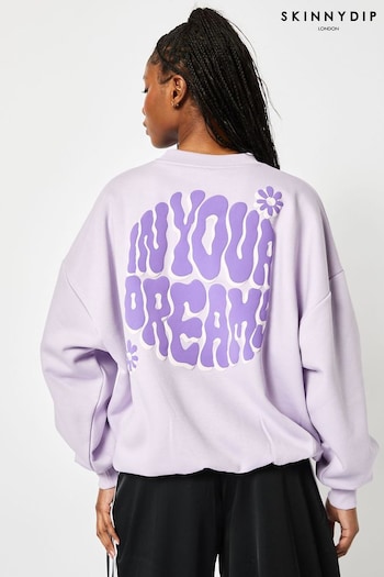 Skinnydip Oversized Purple In Your Dreams Sweatshirt (E08863) | £35