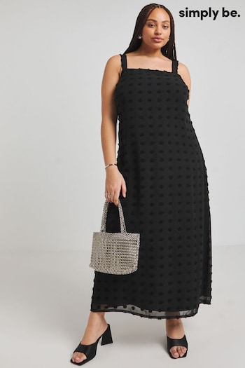 Simply Be Dobby Slip Black Dress (E08926) | £42
