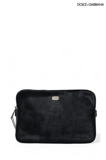 Dolce max & Gabbana Bee Embellished Leather Clutch Black Bag (E08966) | £1,035