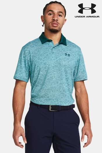 Under Armour Gymtassen Turquoise Blue Golf T2G Printed Polo Shirt (E08988) | £45