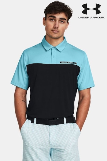 Under Boys Armour Blue/Black Golf Colourblock Polo Shirt (E08993) | £45
