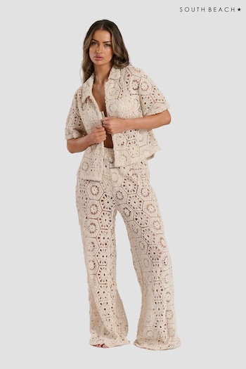South Beach Cream Crochet beach trousers (E09097) | £44