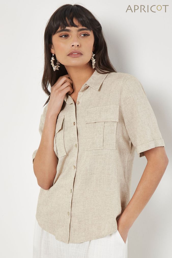 Women s Natural Linen Tops Next Official Site