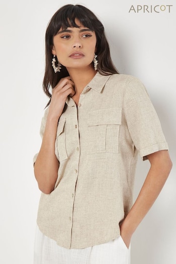 Apricot Natural 2 Pocket Shirt with a Touch of Linen (E09279) | £35