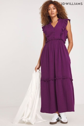 JD Williams Purple Cheesecloth Smock Dress With Shirred Back (E09347) | £38