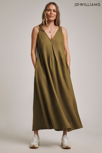 Anthology by JD Williams Green Twist Strap Linen Midi Dress (E09354) | £50