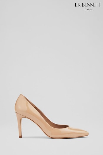 LK Bennett Beige Floret Patent Leather Pointed Toe Courts (E09366) | £229