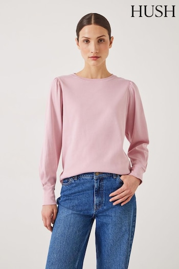 Hush Pink Emily Puff Sleeve Sweatshirt (E09383) | £39