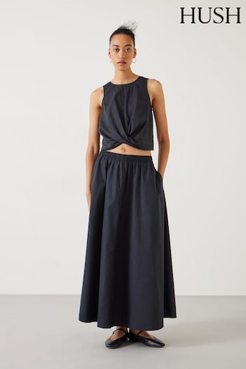 Hush Black Ishani Maxi Poplin Skirt (E09391) | £79