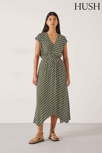 Hush Green Klara Maxi patent Dress (E09419) | £89