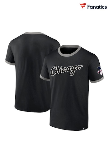 Fanatics Chicago Sox Fundamental Short Sleeve Ringer Black T-Shirt (E09428) | £28